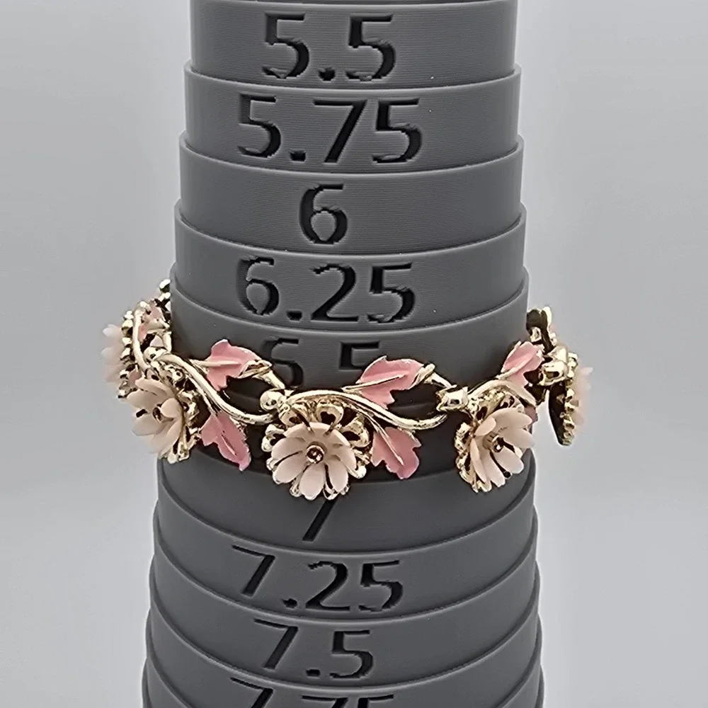 Arthur Pepper Pink Flower Bracelet Earrings Set ART Soft Plastic Rhinestones
